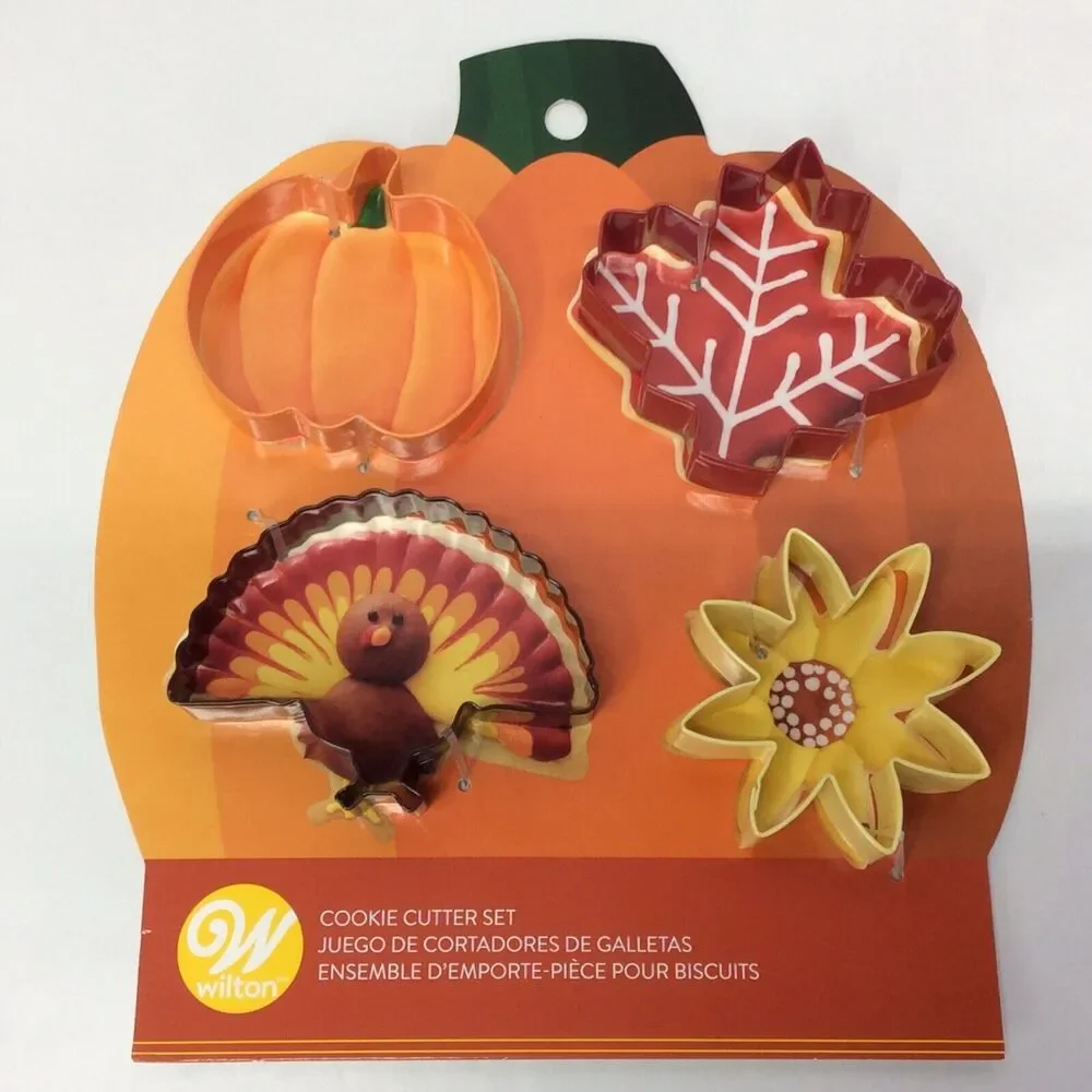 Wilton Autumn Holiday Pie Crust & Cookie Cutters Lot of 3 Assorted Fall Shapes